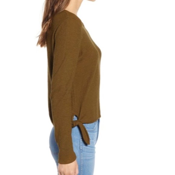 Madewell Texture & Thread Modern Side Tie Top Weathered Olive Sz S NWT - Picture 2 of 13